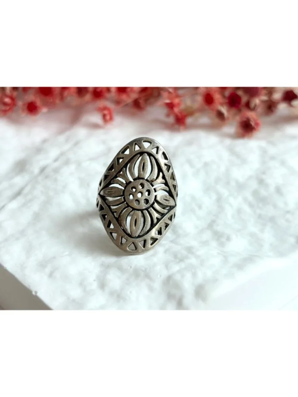 RARE James Avery Flor De Sol Sunflower Sterling Silver 925 Vintage Ring - sz 8